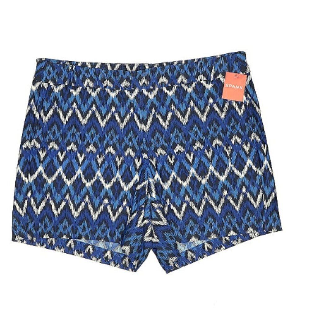 NWT! Spanx Sunshine 6" Ikat Blue Shorts Size XL